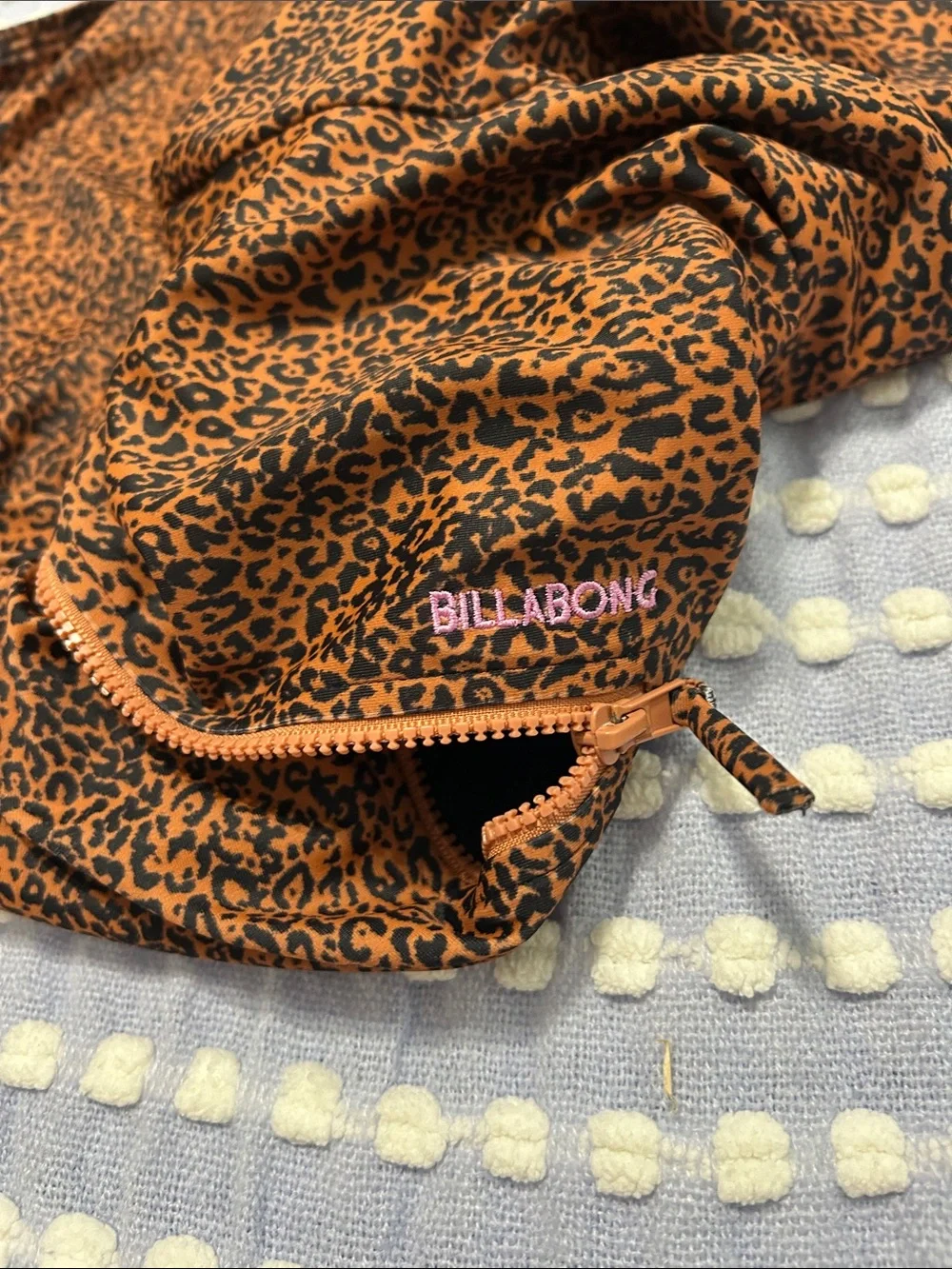 Billabong Orange and Black Leopard Zip-Top